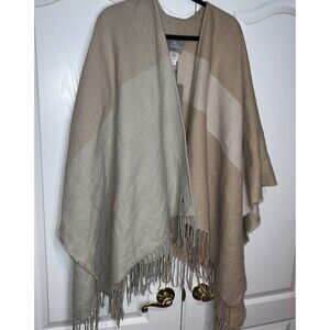Soia & Kyo Soft Woven Scarf with Fringe Cardigan Crossover Wrap Pink Colorblock